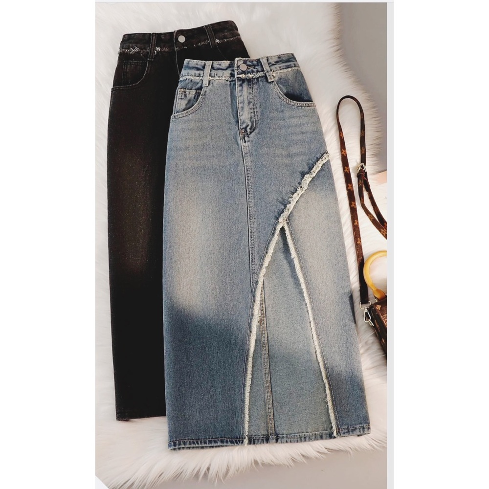 Retro high-waist denim skirt women's skirt 2023.